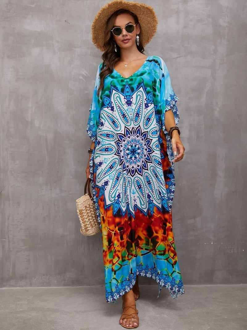IMAGEKOPE Kaftan Dresses for Women Plus Size Bathing Suit Cover up Caftan Maxi Beach Dresses - Image 4